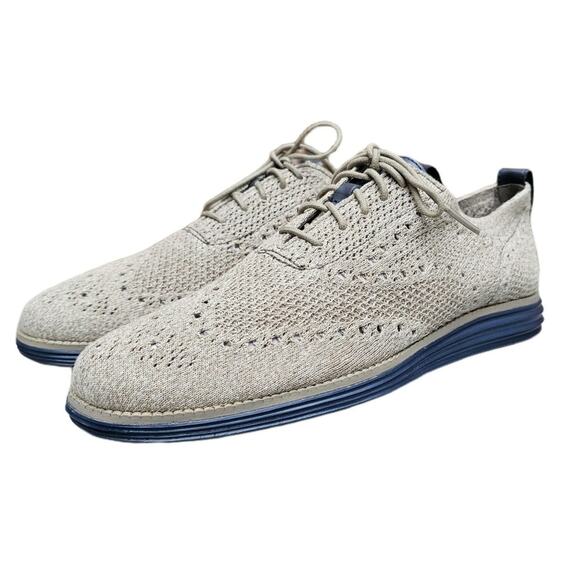 Tan Knit Oxfords Cole Haan StitchLite Size 10.5 Original Grand Wingtip Sneakers - Picture 5 of 13